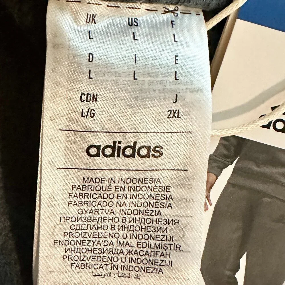 Adidas Men's Fleece Tapered Jogger Pant Size L Grey Drawstring Zippered Leg NEW